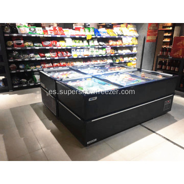 Refrigerador-congelador del supermercado de la puerta de cristal corredera